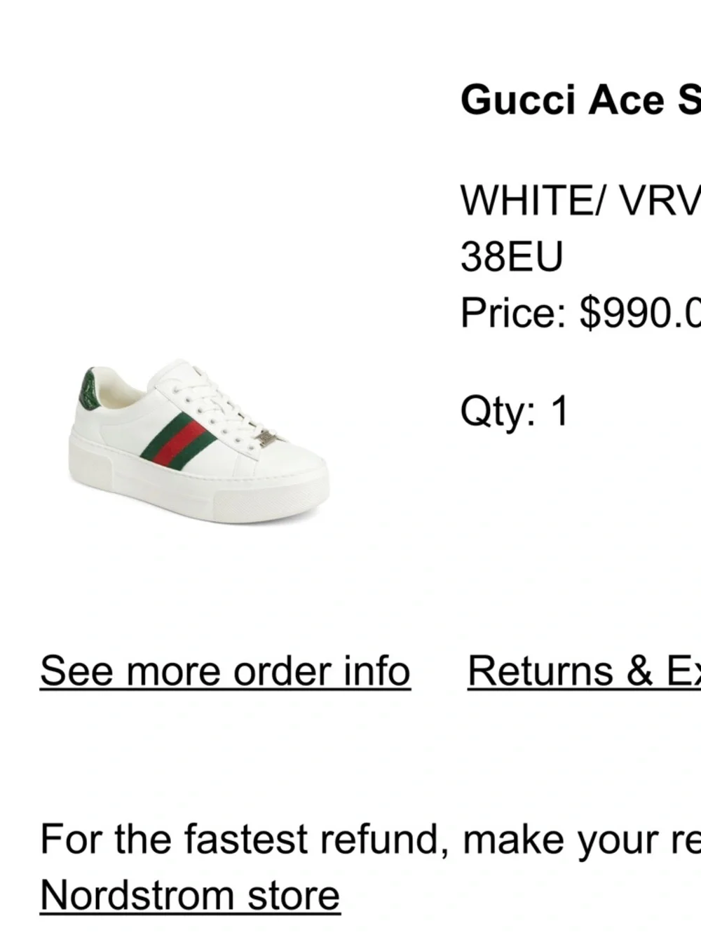 Gucci White Leather Low-Top with Green & Red Stripe Gucci Ace platform sneaker - Picture 2 of 10